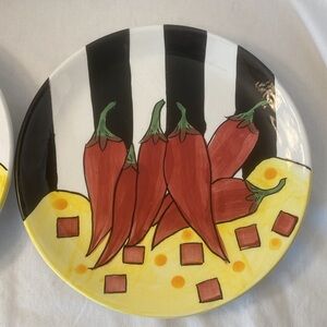 Cardinal ~ Lot of 2 “Hot & Spicy Peppers” 8" Hand Painted Plates